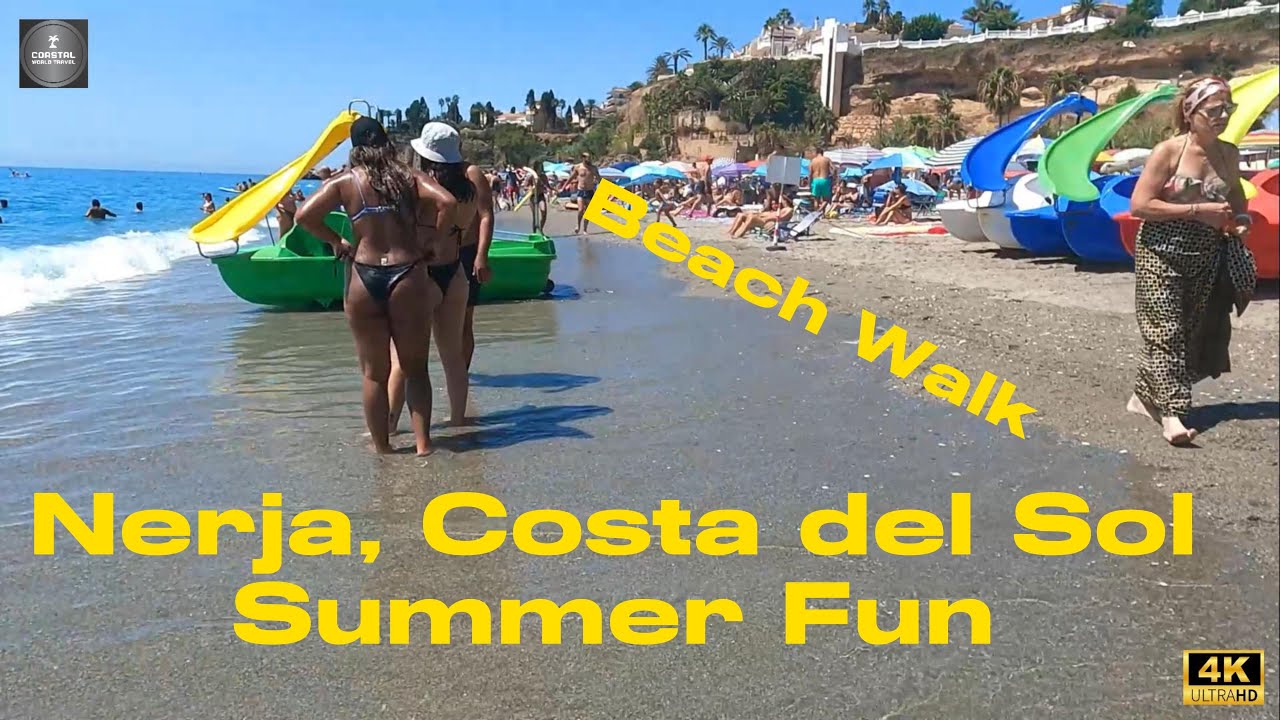 NERJA Spain Beach Walk 4K Playa Burriana To Playa Carabeillo - Malaga