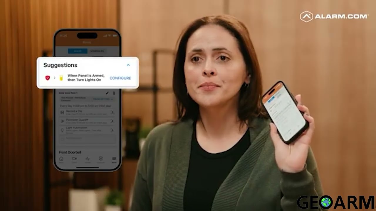 Приложение Alarm.com: получайте персональные правила и расписания с помощью предложений по автома...