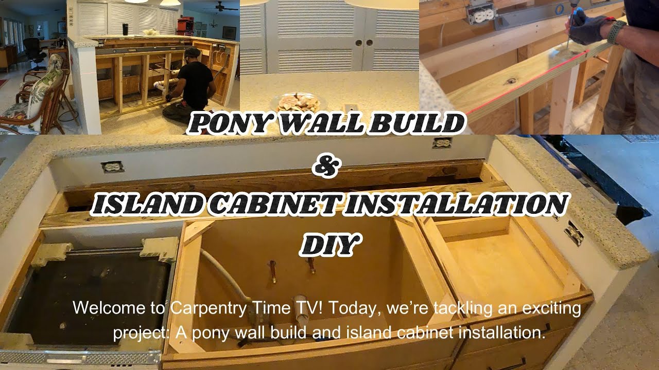 Complete Step-by-Step Pony Wall & Island Cabinet Install #kitchen #diy #kitchencabinet #woodworking
