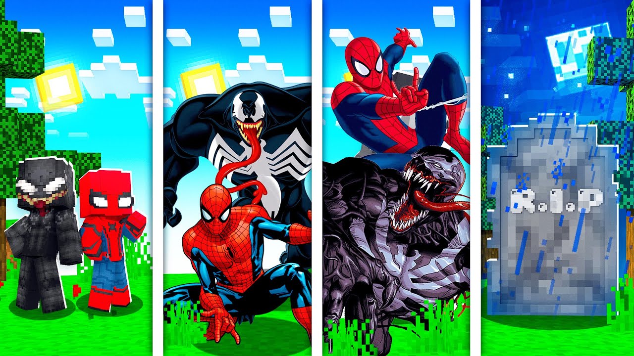 CICLO DE VIDA DO HOMEM ARANHA E DO VENOM no MINECRAFT ✭ Guihh ✭