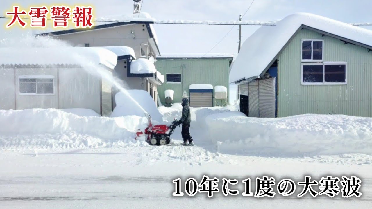 【10年に1度の大寒波】北海道に直撃。一晩で80cm積雪で除雪が追いつきません😱豪雪地帯