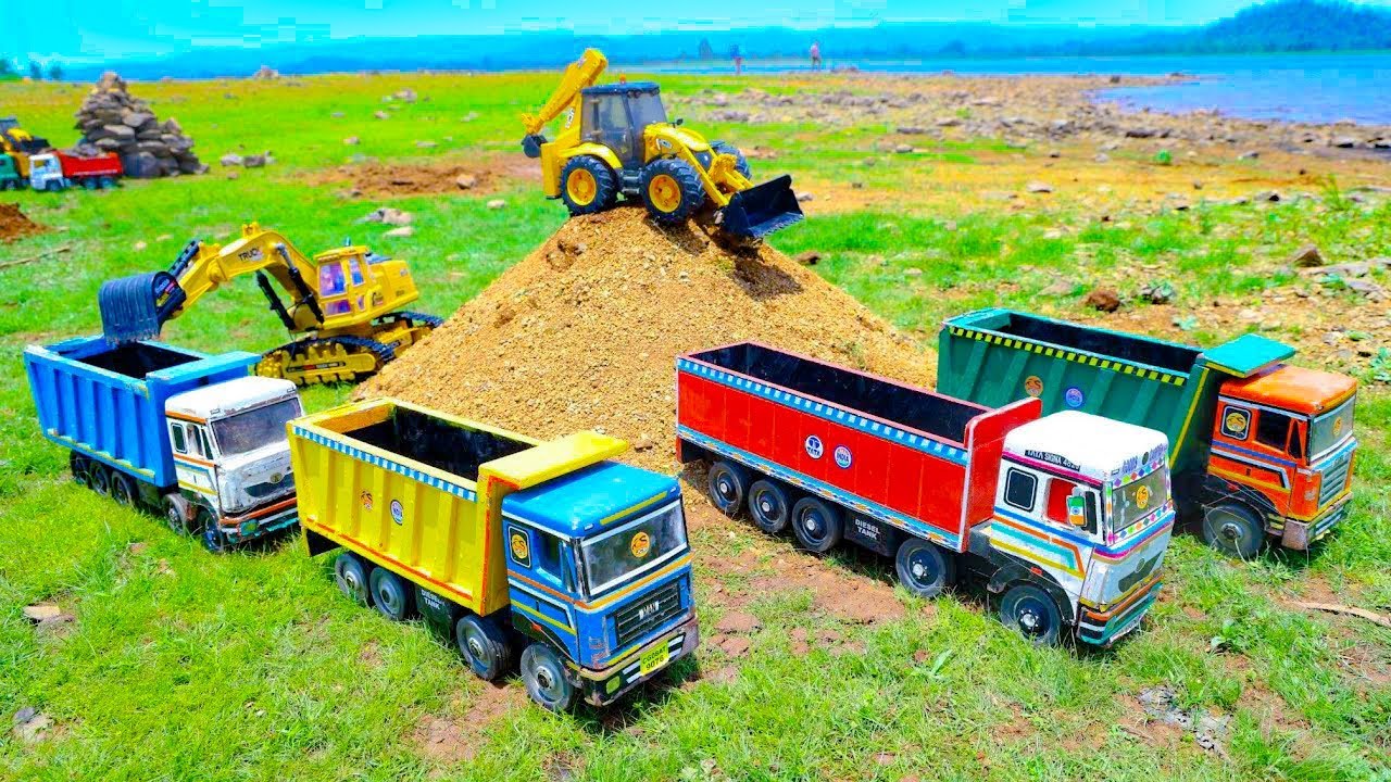 Toy Dump Trucks Loading with JCB | Kids Construction Vehicles