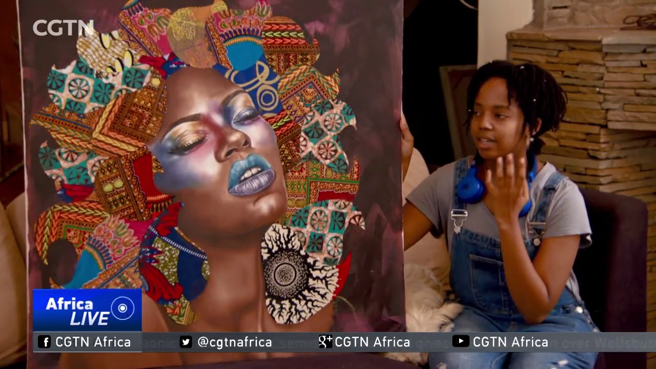 Young Kenyan artist marries painting and kitenge cloth
