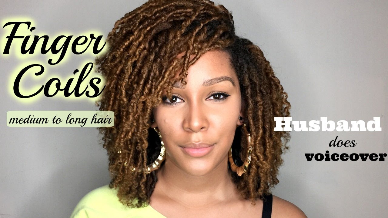 How To: Finger Coils on medium to long hair + Husband does voiceover | Natural Hair