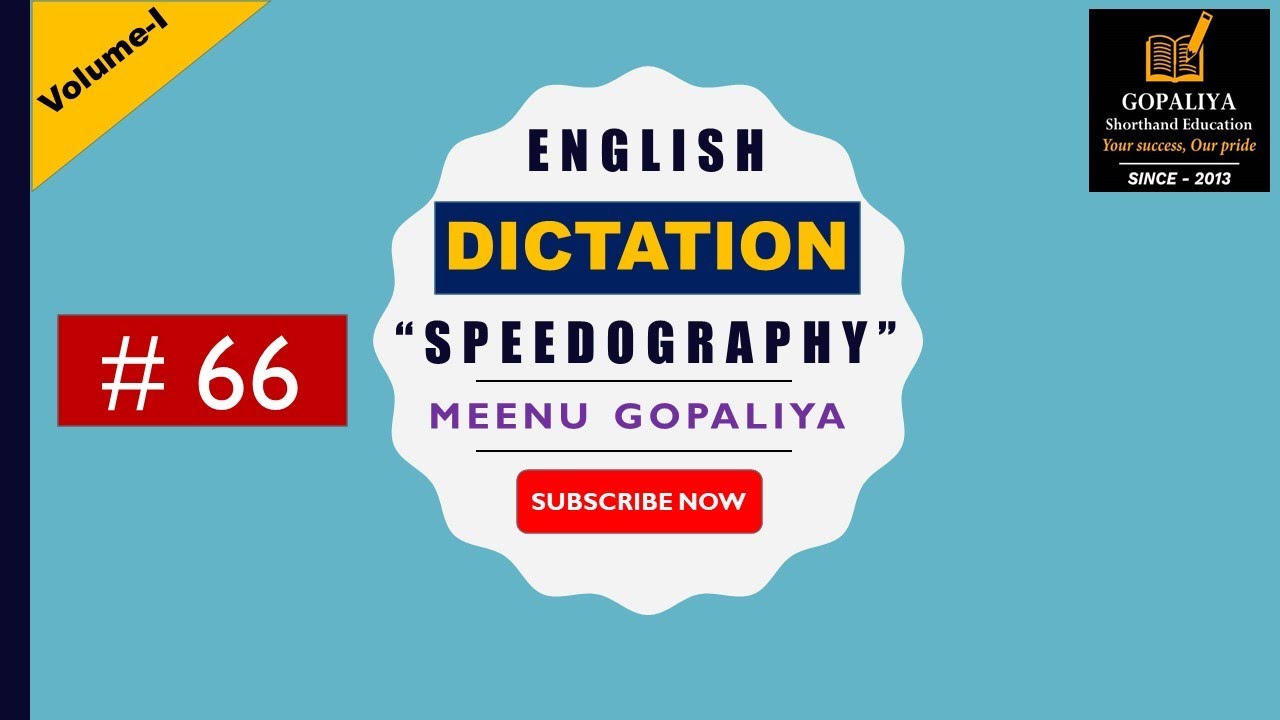 Speedography English Shorthand Dictation 66 | 80 WPM | GD Bist