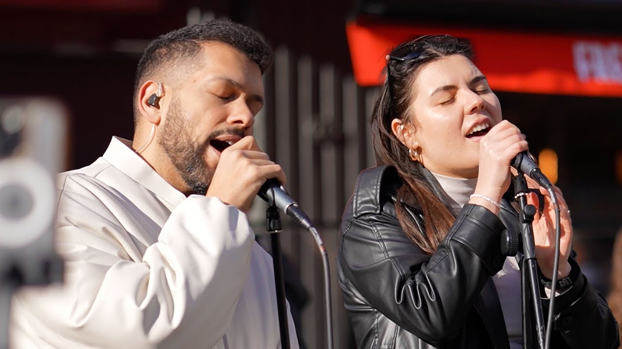 Adele 'Easy On Me' by Luke Silva and Madalina in Leicester Square, London, March 2025