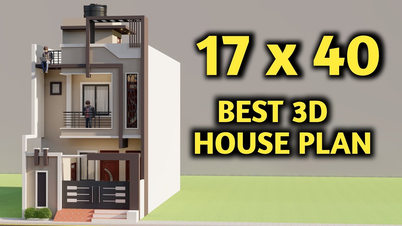 दो मंजिल का शानदार मकान ,17x40 4 Bedroom House Plan,3D में सबसे अच्छा मकान