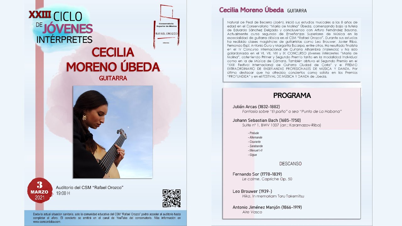 XXIII Ciclo de Jóvenes Intérpretes: Cecilia Moreno Úbeda (guitarra)