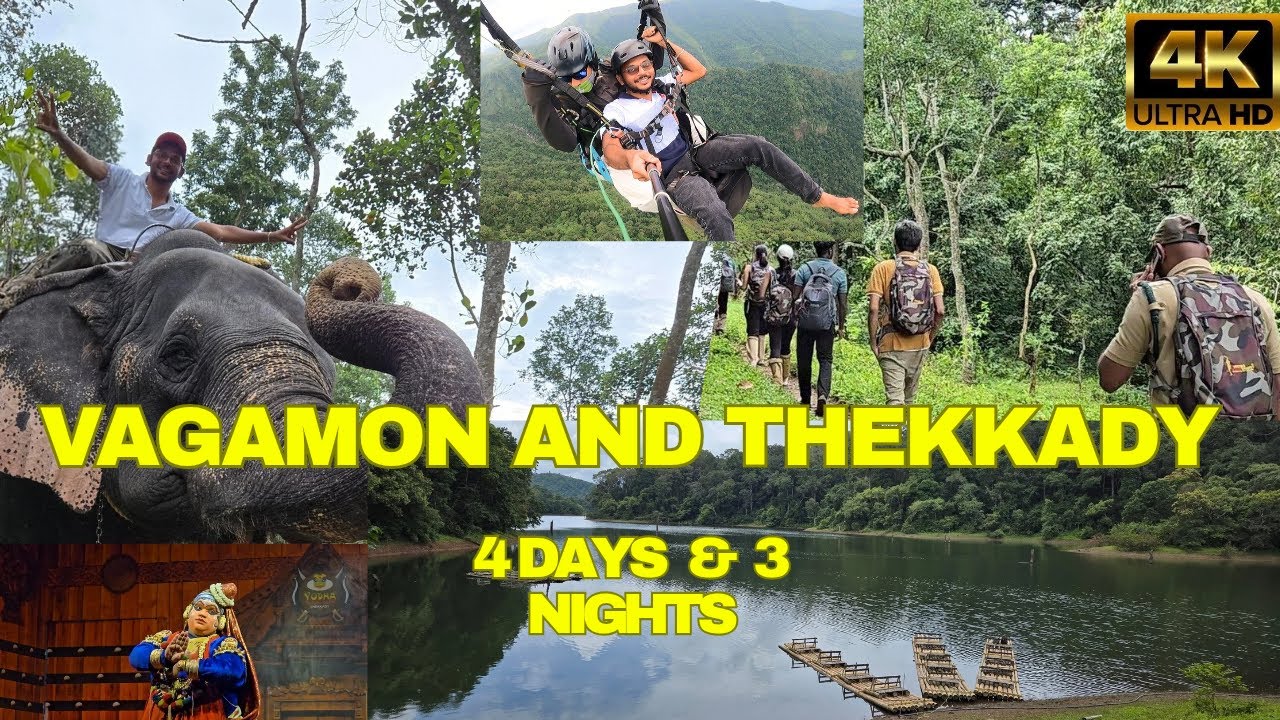 Thekkady and Vagamon | Paragliding | Elephant Camp | InfinityPool | Bamboo Raft | Periyar boating