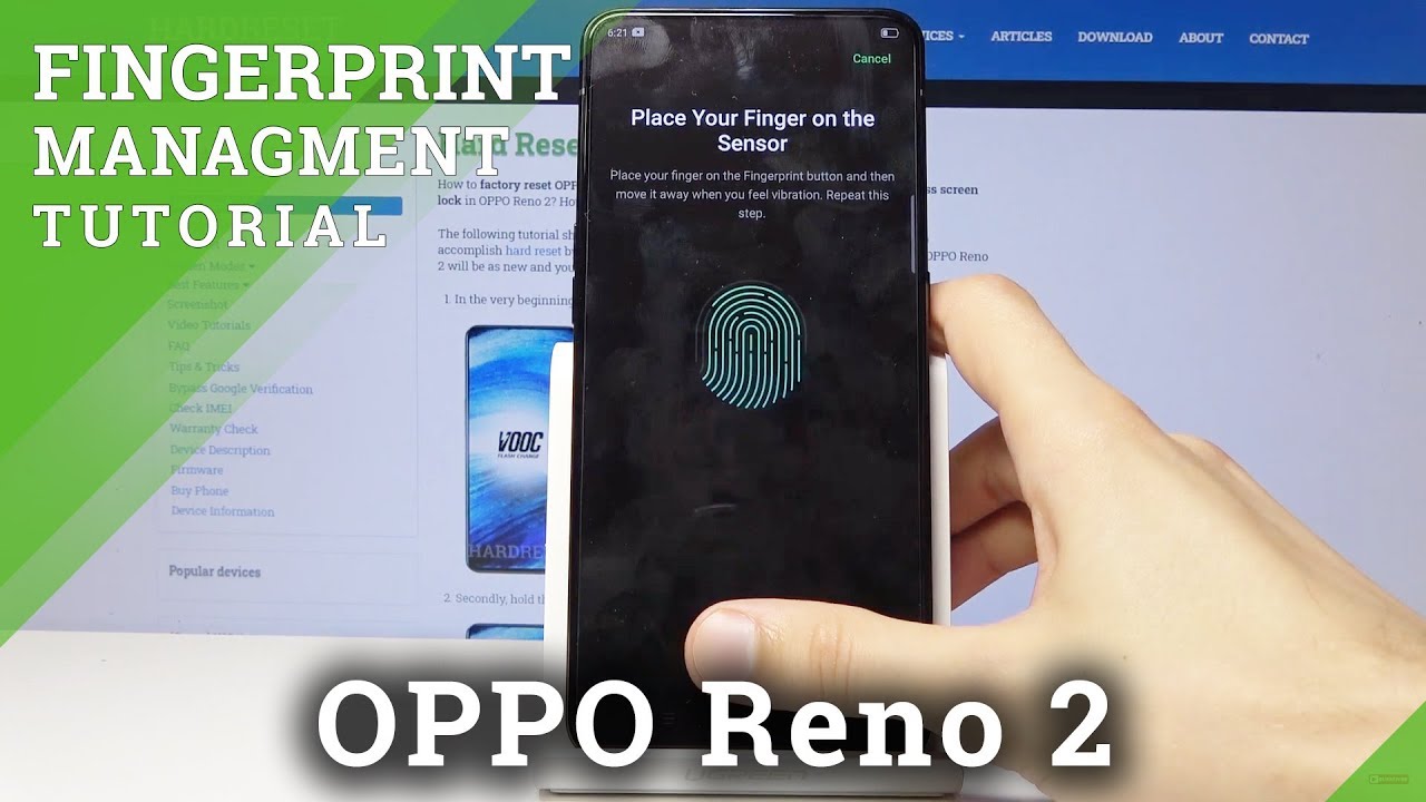 Как добавить отпечаток пальца на OPPO Reno 2