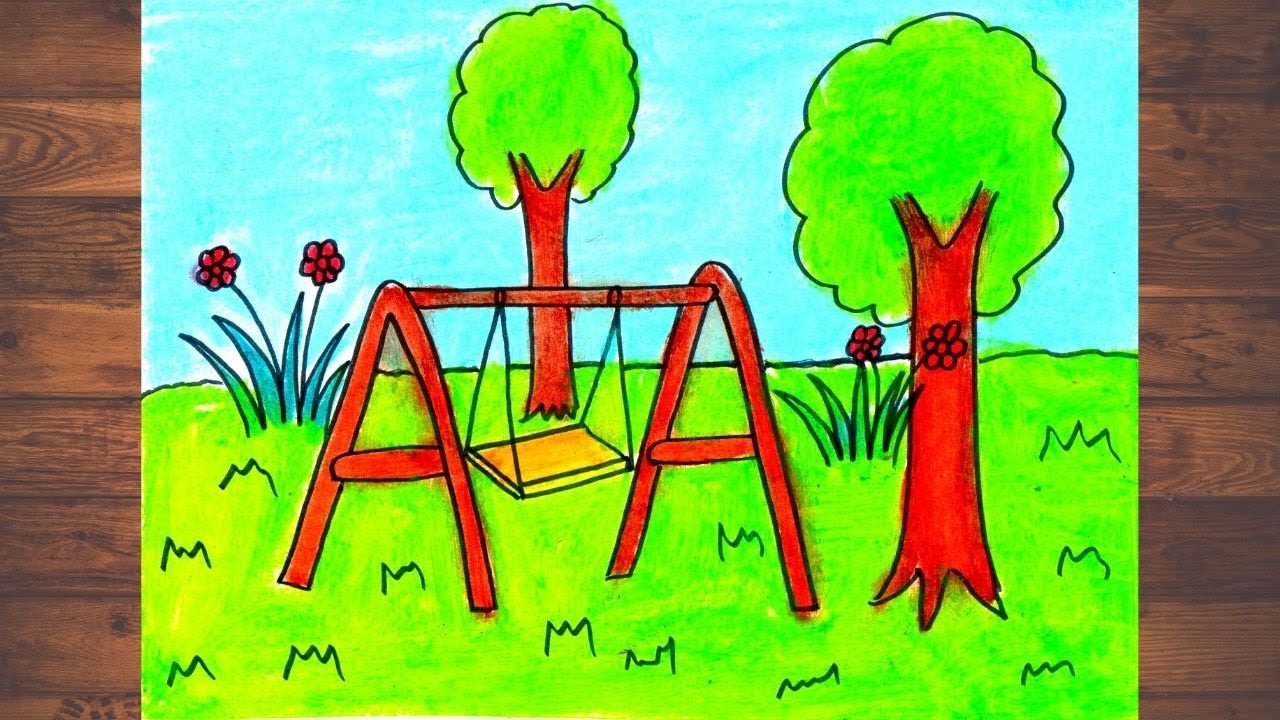 park drawing| How to draw the scene of the park easy step by step| park drawing easy||