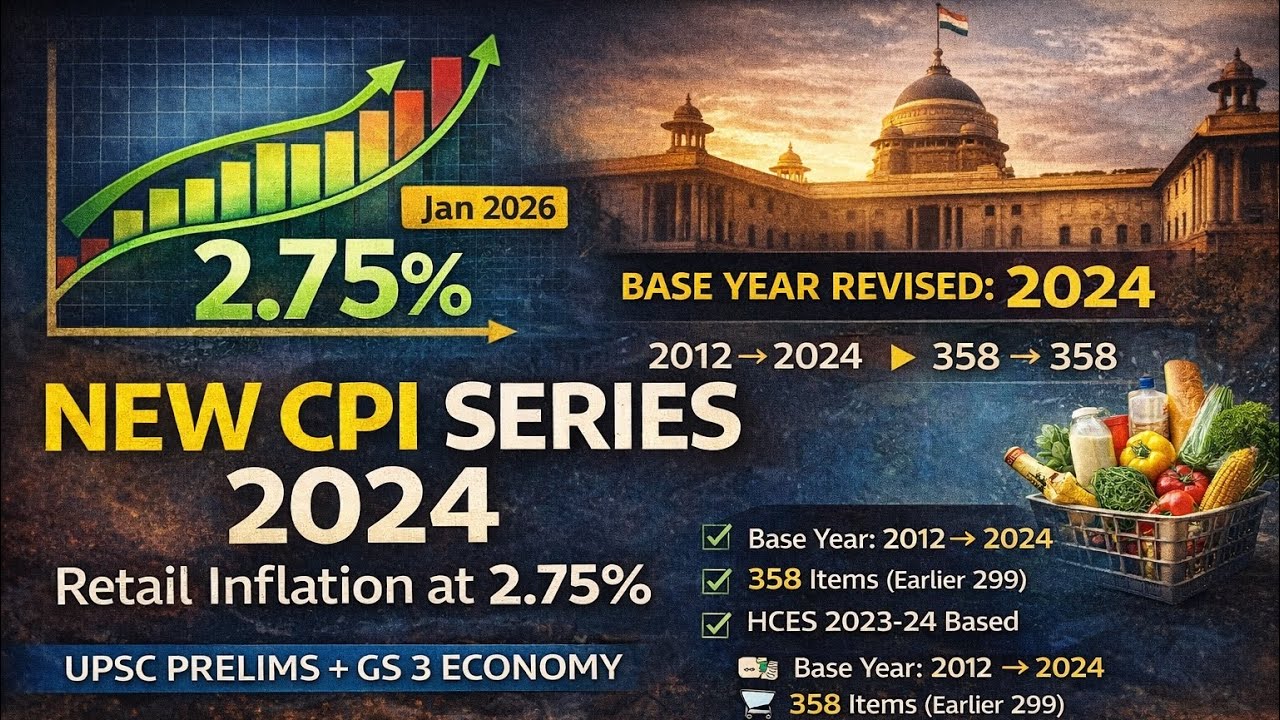 New CPI Series 2024 Explained | Retail Inflation at 2.75% | UPSC Prelims 2026 Economy #upsc #prelims