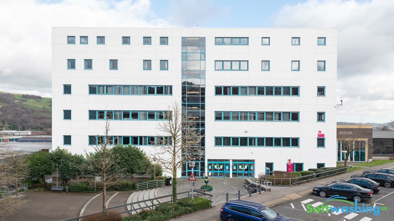 University Of South Wales Cladding Cleaning via abseil by  Softwashing UK