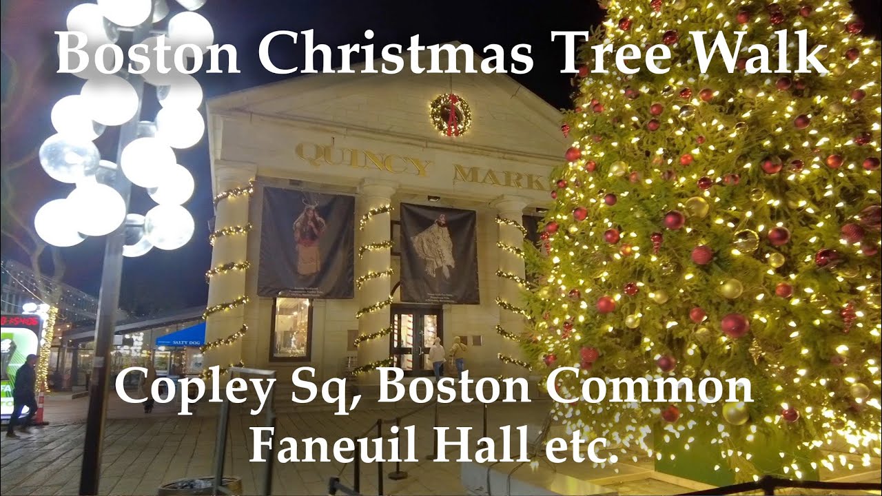 Walking ALL Downtown Boston Christmas Trees Copley Square to Seaport via Faneuil Hall/Boston Common