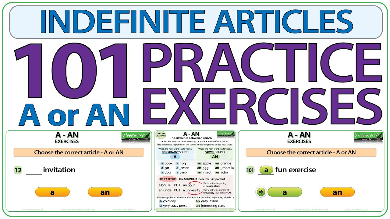 A vs. AN in English - 101 Practice Exercises - Learn English Indefinite Articles