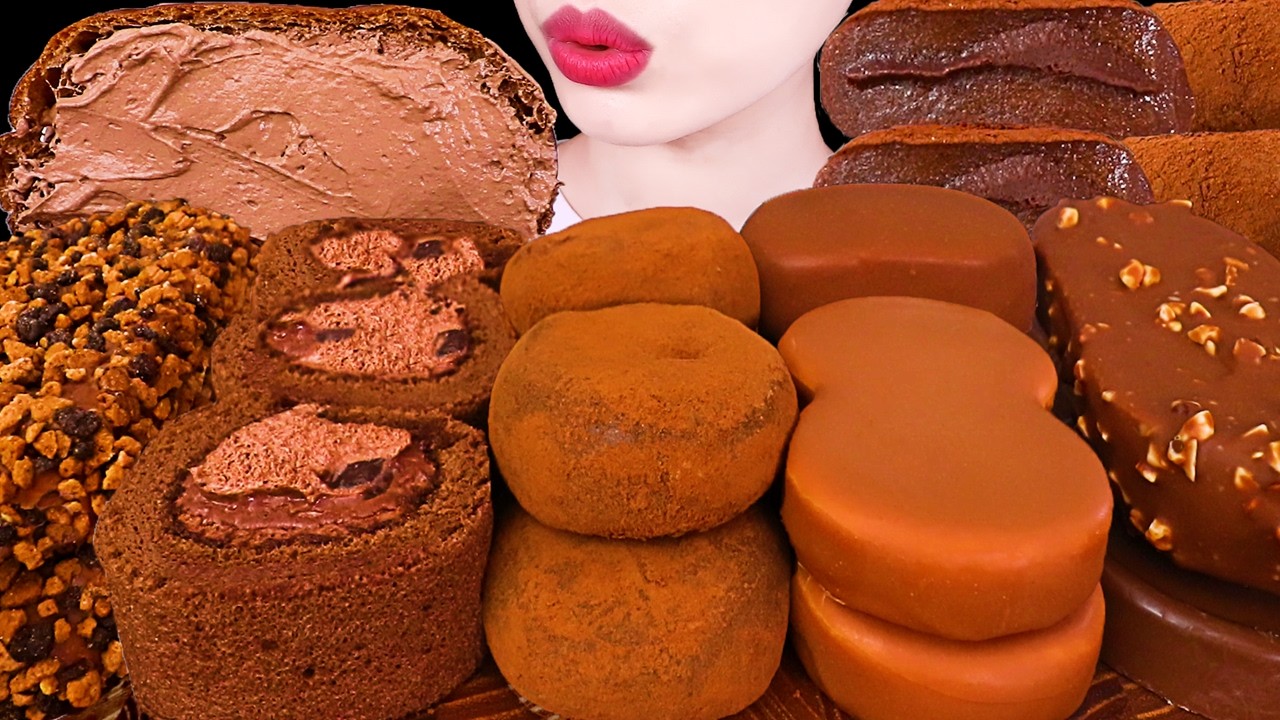ASMR MUKBANG｜CHOCOLATE PARTY *ICE CREAM, MOCHI, CAKE, TICO, MACARON 초콜릿파티 *아이스크림, 초코떡, 연세크림빵, 마카롱 먹방