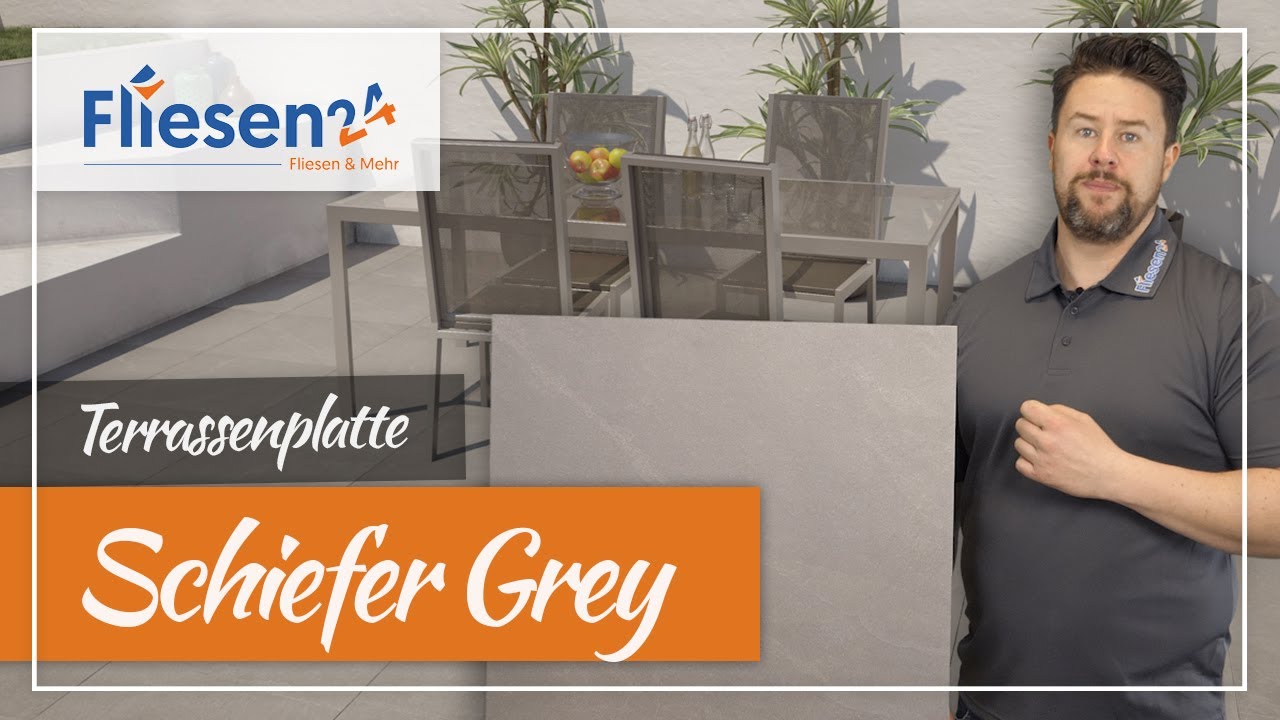 Terrassenplatte in 2 cm Stärke | Schiefer Grey 60x60 cm & 45x90 cm | Feinsteinzeug mit Schieferoptik