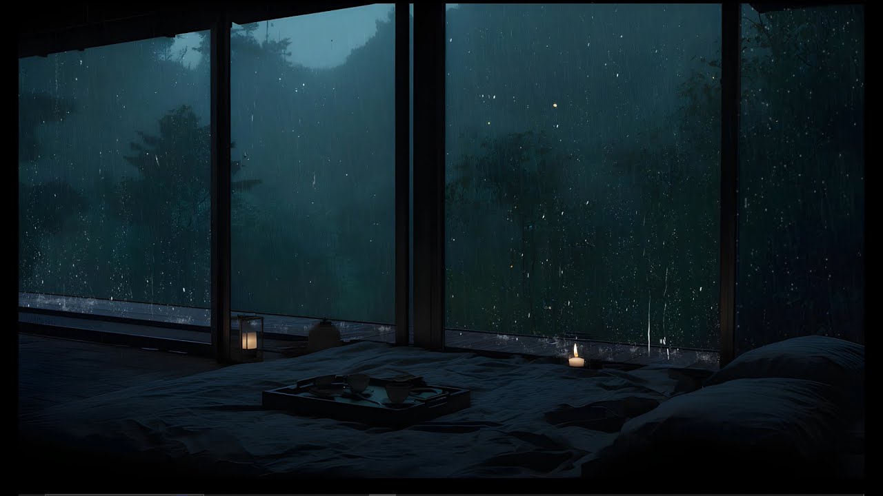 ( No Ads ) Heavy Rainfall in Deep Forest Cabin Fall Asleep Instantly