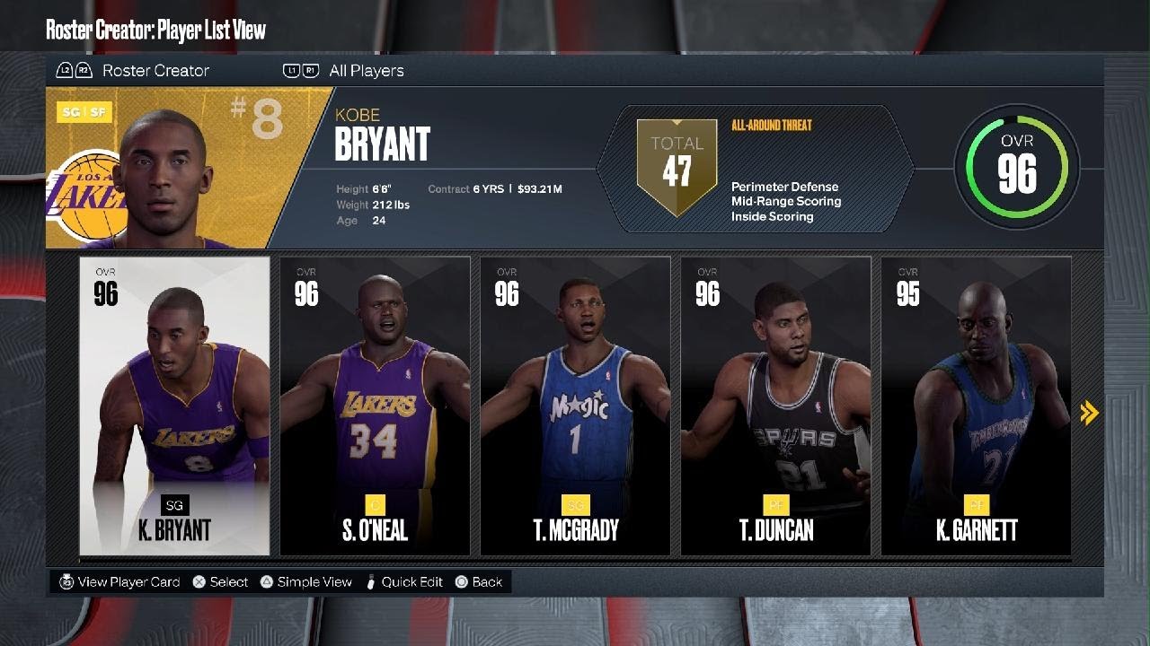 NBA 2K23: Completed 2002-03 Roster - Kobe Era (PS5)
