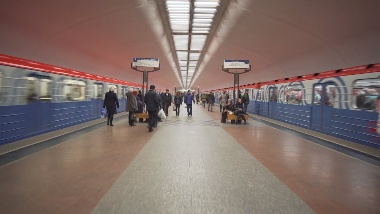 Russia, Moscow, metro ride from Люблино to Волжская