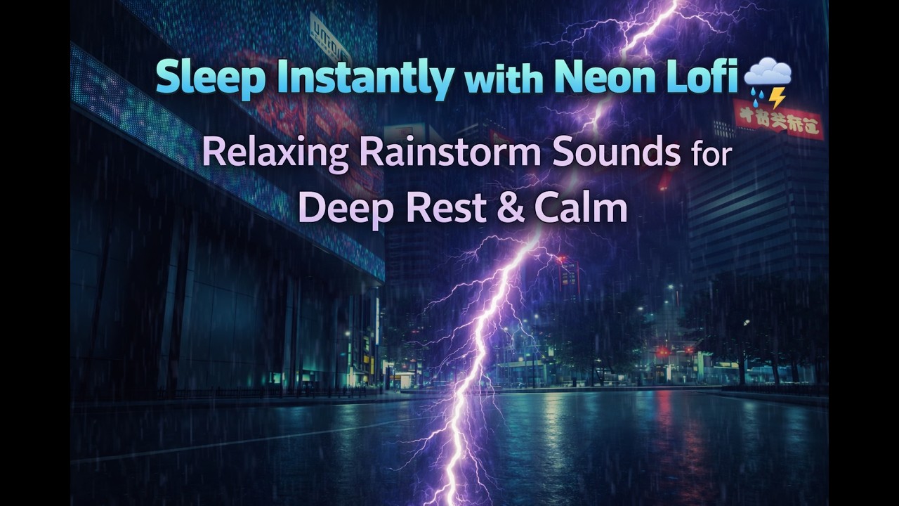 Sleep Instantly with Neon Lofi 🌧️ Relaxing Rainstorm Sounds for Deep Rest & Calm