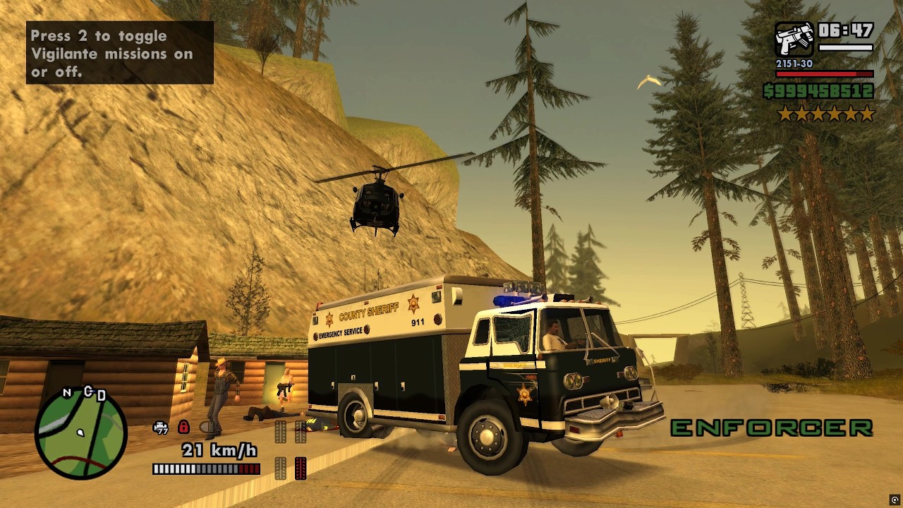 GTA San Andreas - The Fallen Tree Cabin Rampage & Shootout + Six Star Escape