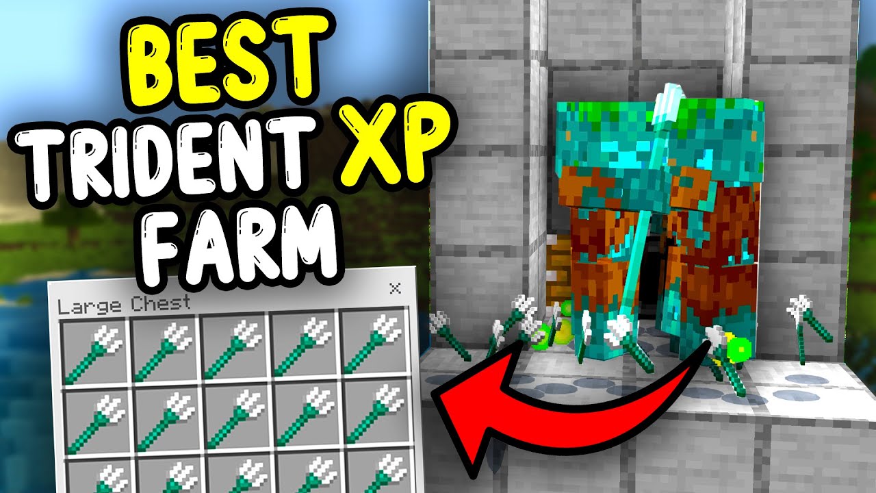 BEST TRIDENT XP Farm Minecraft Bedrock 1.21+!