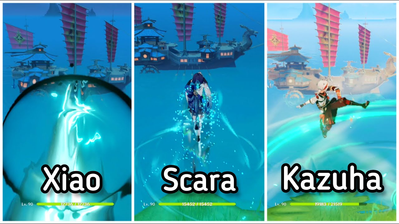 Who can fly further!? Xiao VS Wanderer VS Kazuha!