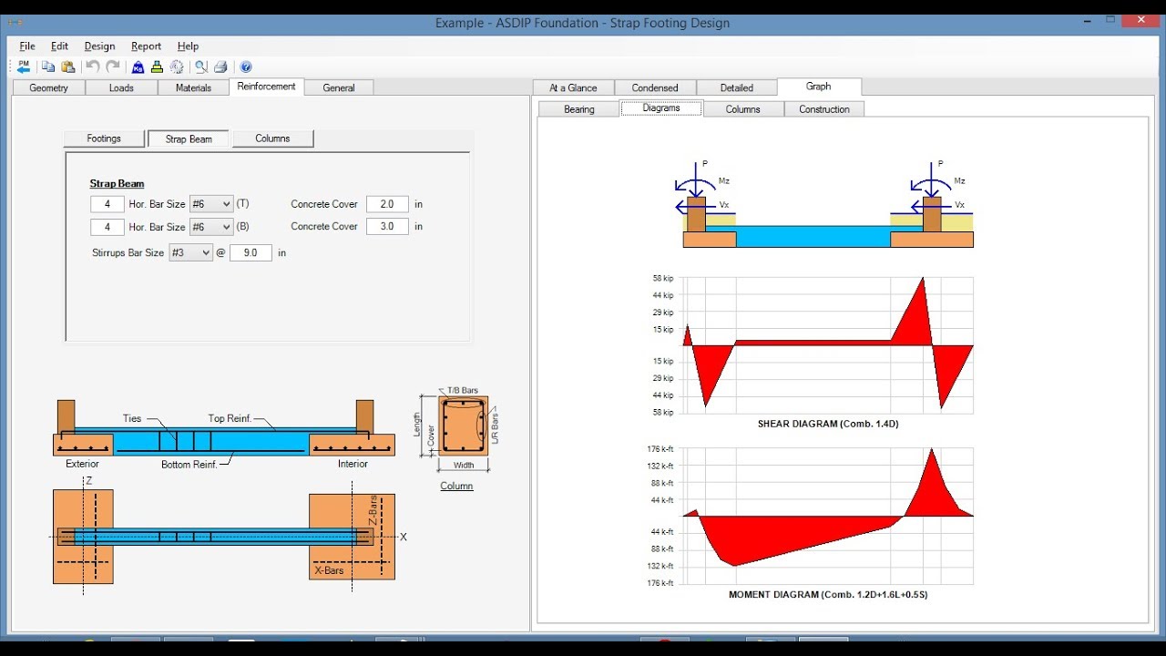 Strap Footing Design Example Using ASDIP FOUNDATION