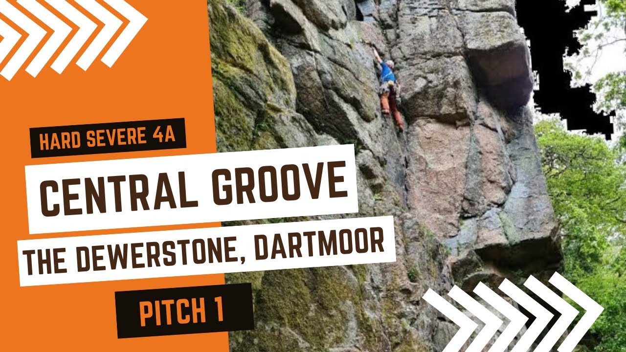 Dartmoor trad climbing - Central Groove, Pitch 1, HS 4a, The Dewerstone