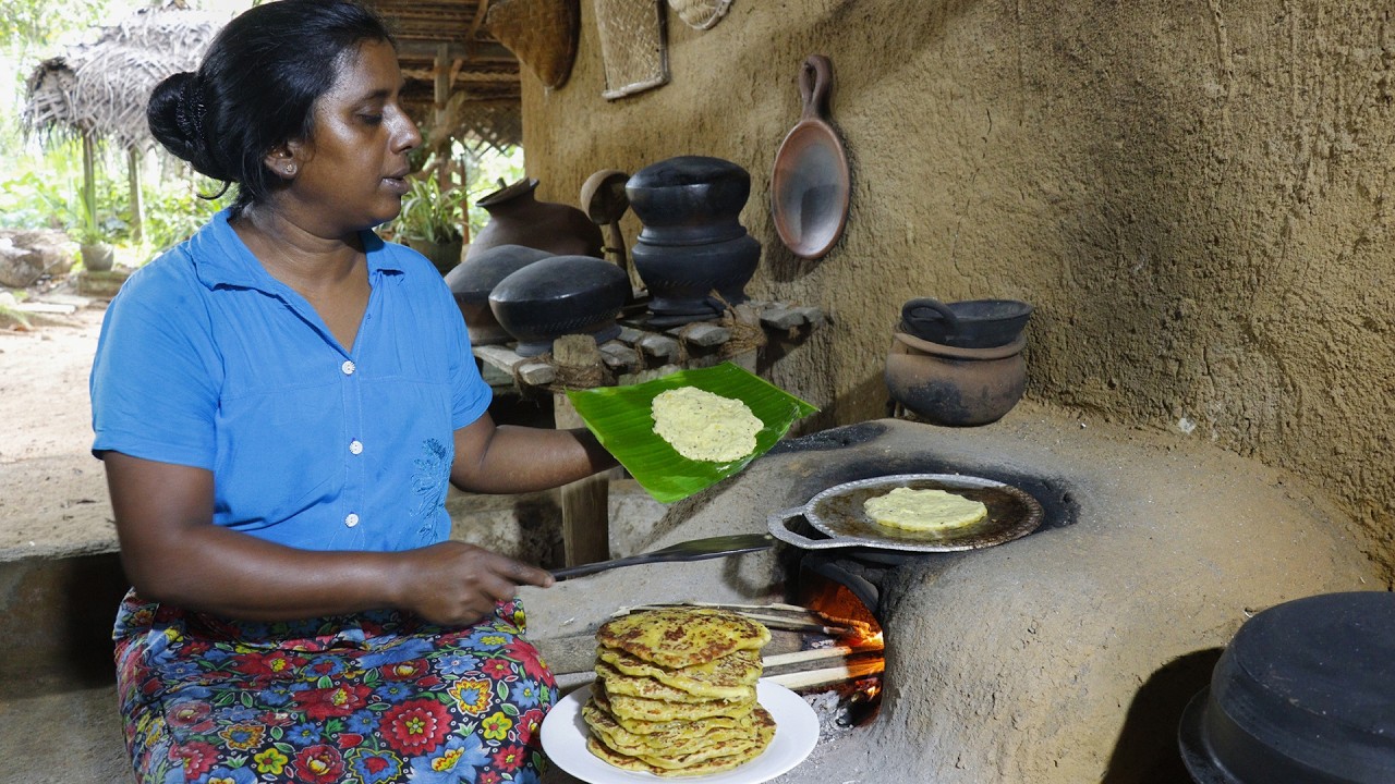 Egg black curry with potato roti /Here's an easy way to make potato roti. village kitchen recipe