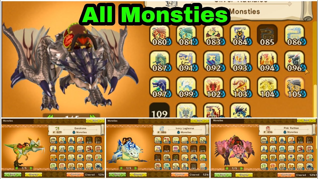 Monster Hunter Stories (All Monsters you can get)あなたが得ることができるすべてのモンスター