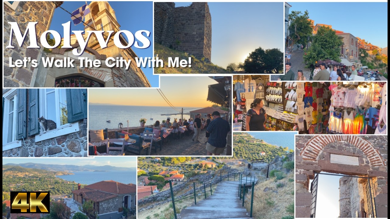 MOLYVOS MYTHILINI (LESBOS) - Greece Walking Tour 4K - Greek Island 🇬🇷