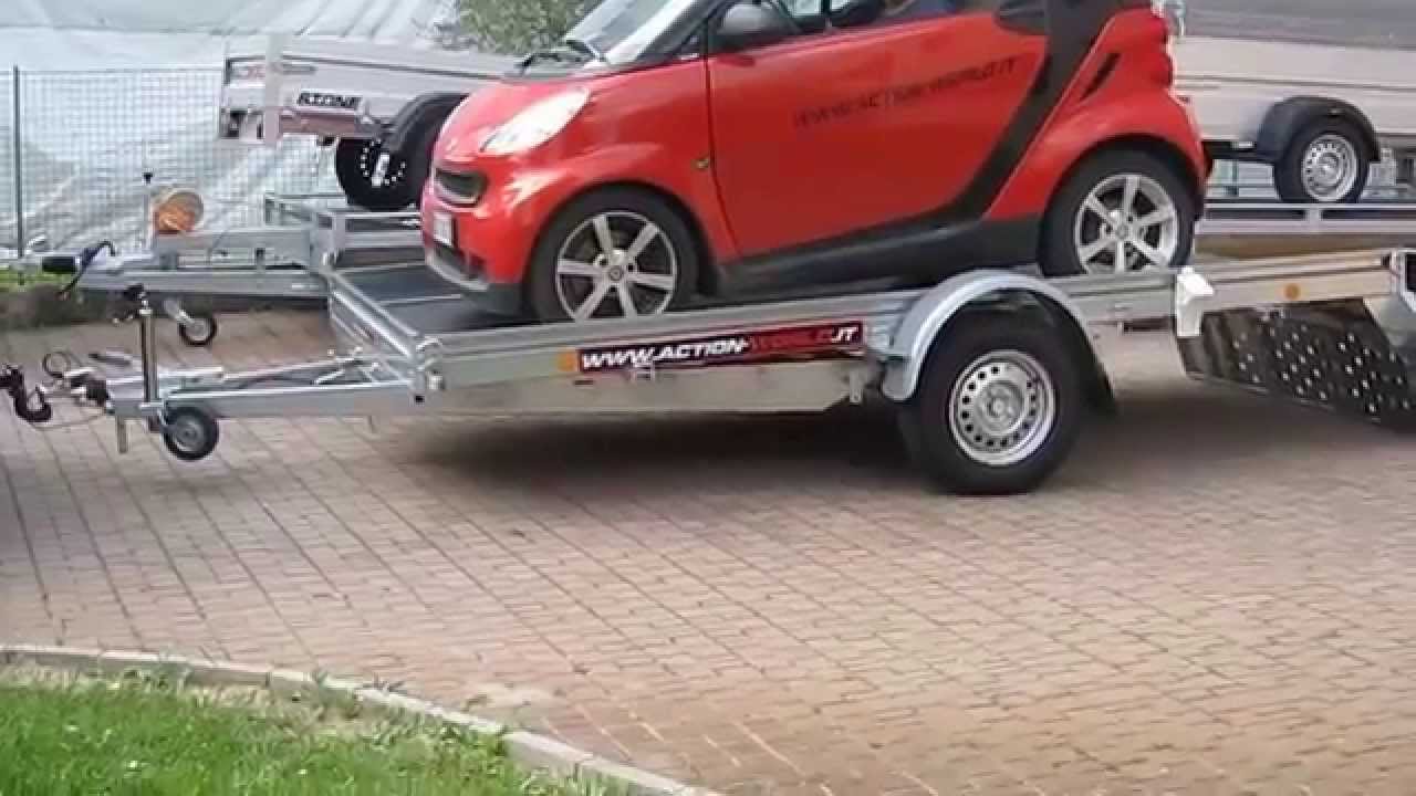 Rimorchio trasporto auto basculante + rampa con smart