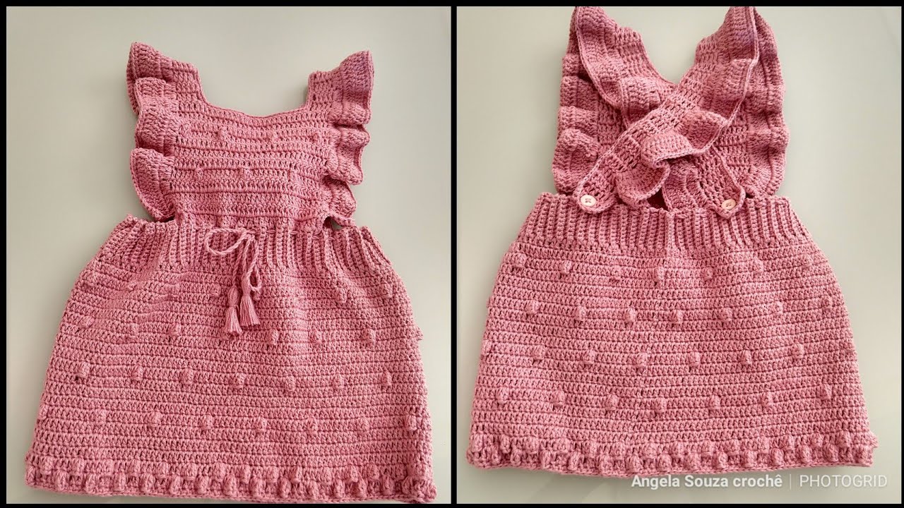 Jardineira baby de crochê de 3 a 6 meses PARTE 1@AngelaSouzaCroche