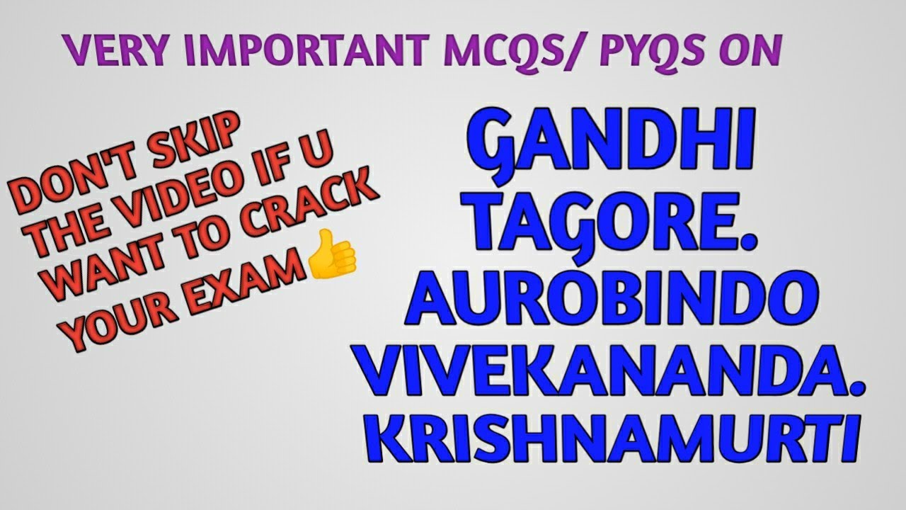 MCQS on Indian Thinkers.SSB /UGC NET /.B.Ed/ Education