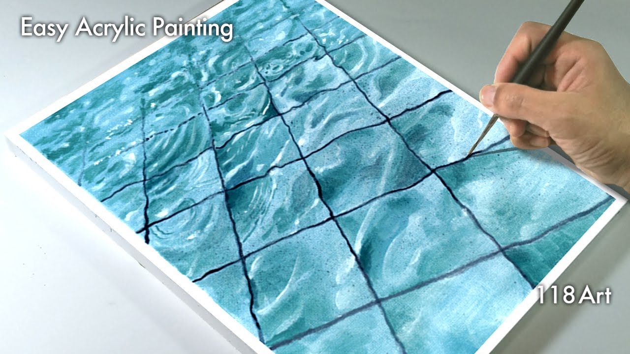 Swimming pool/Easy Acrylic painting/118Art