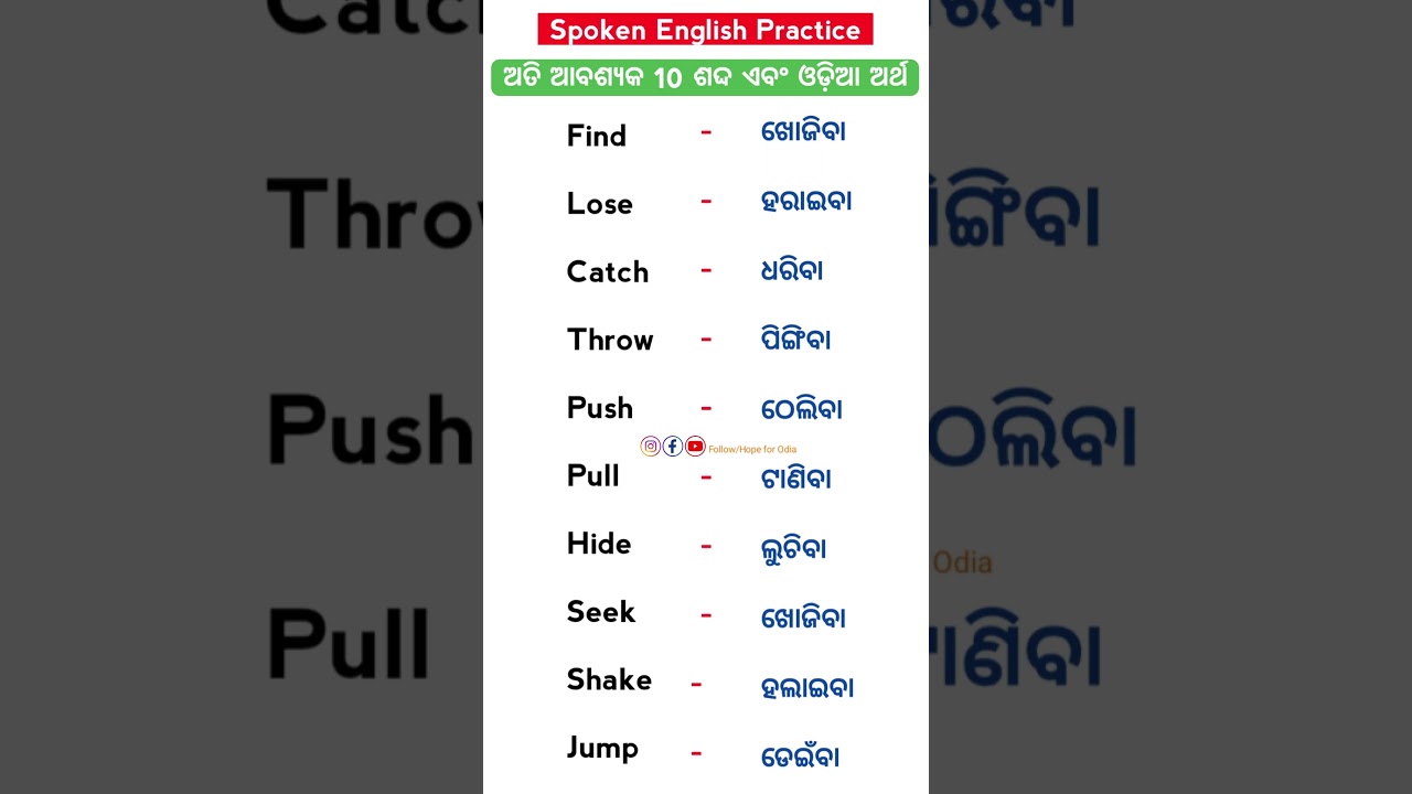 Odia English Word Book #shorts #shortsfeed #words #wordmeaning
