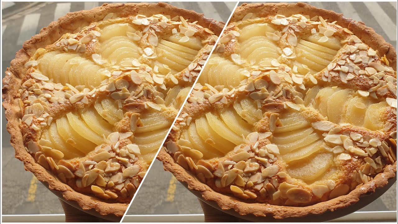 أروع تارت باللوز والإجاص للعيد /tarte d'amandes