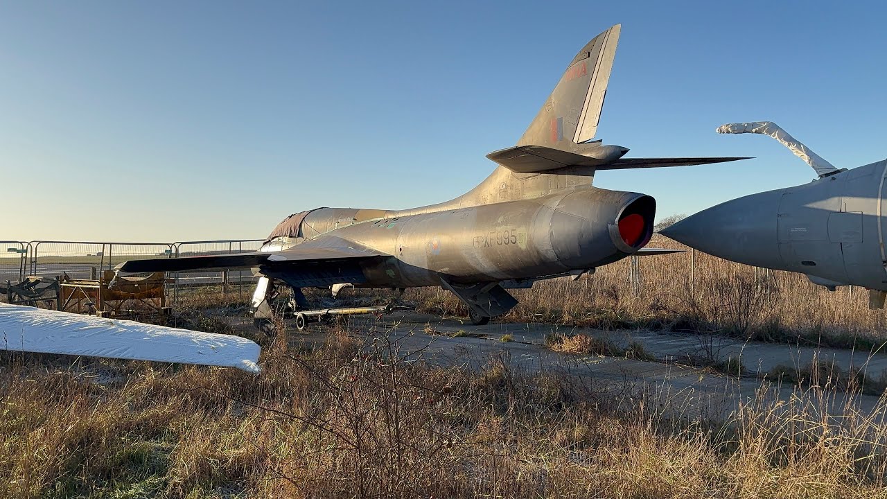 Old hawker hunter jets found on a runway