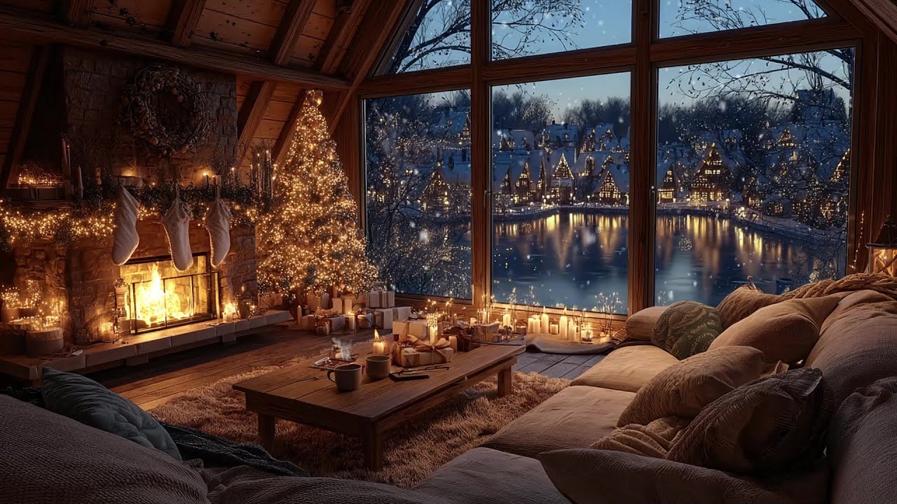 Peaceful Christmas Night 2025 🎄 Melodic Piano Music and Cozy Fireplace Sounds Help You Relax