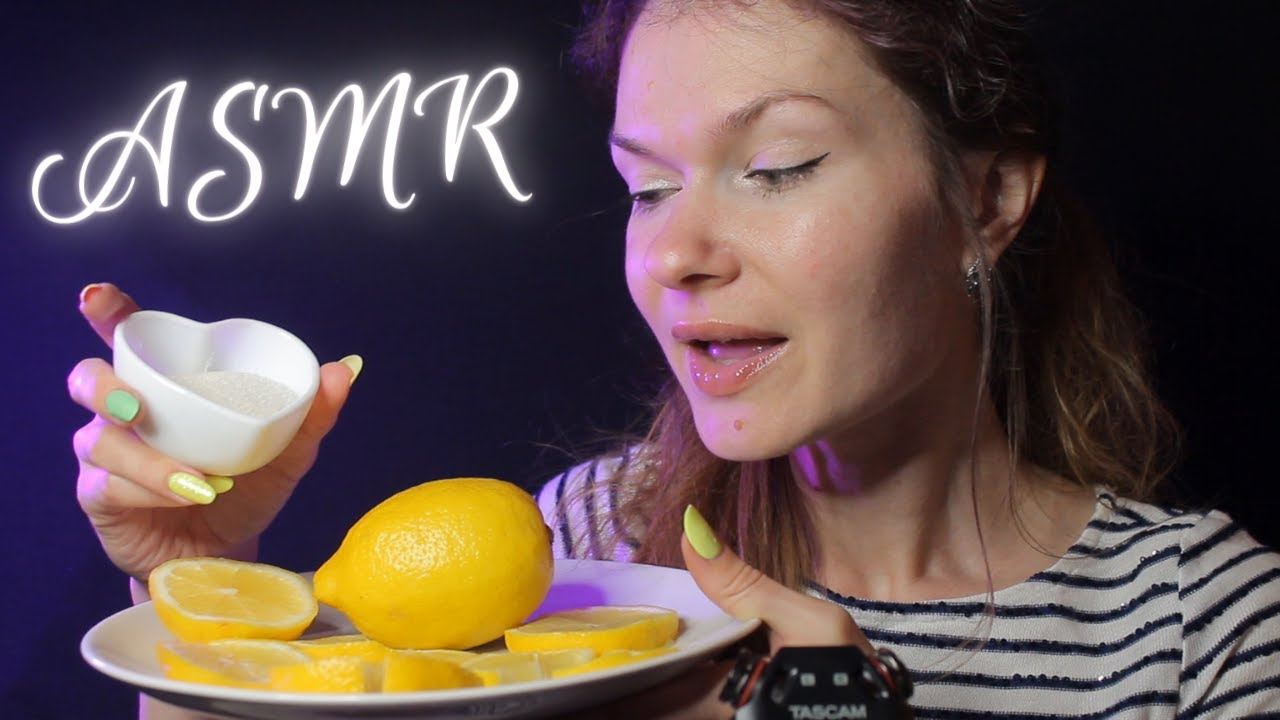 АСМР Итинг Поедание Лимона с сахаром/ ASMR Eating Lemons