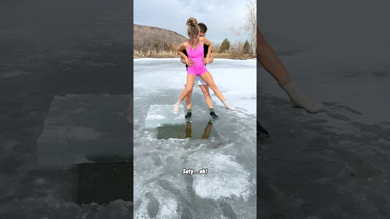Let&rsquo;s take an ice bath! #couple #frozen #icebath #icequeen #lake #couplegoals #hubby #winter #daily