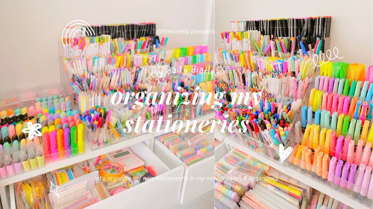 my daily diary | organize my stationeries with me (unboxing new stationeries)