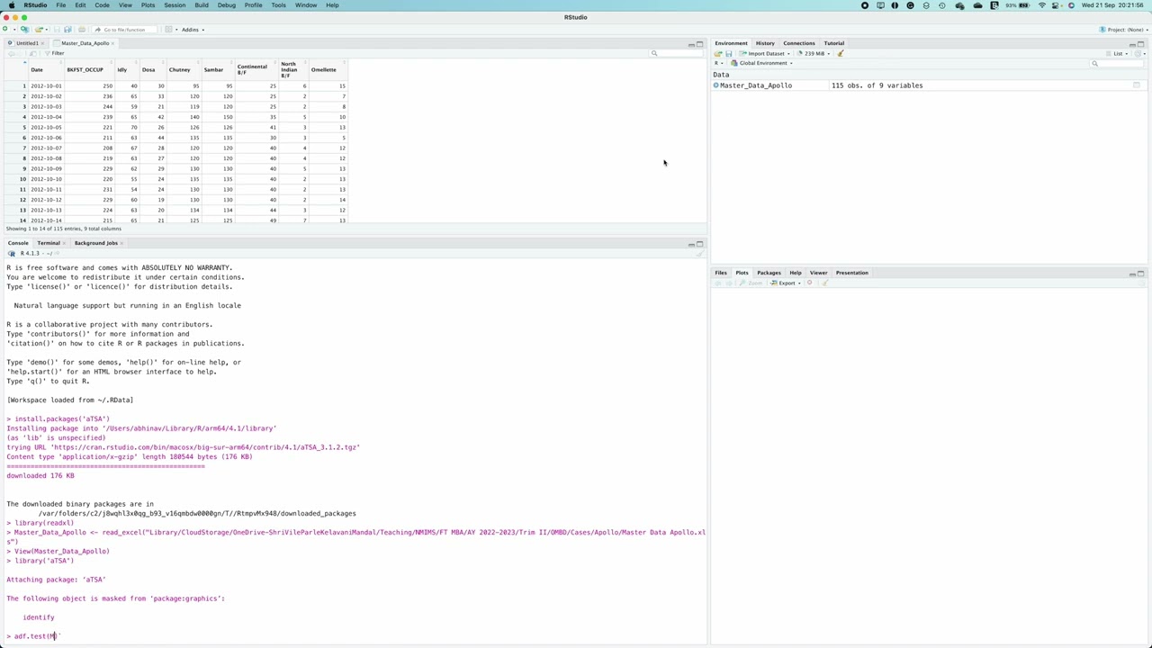 How to perform augmented dickey fuller test in R