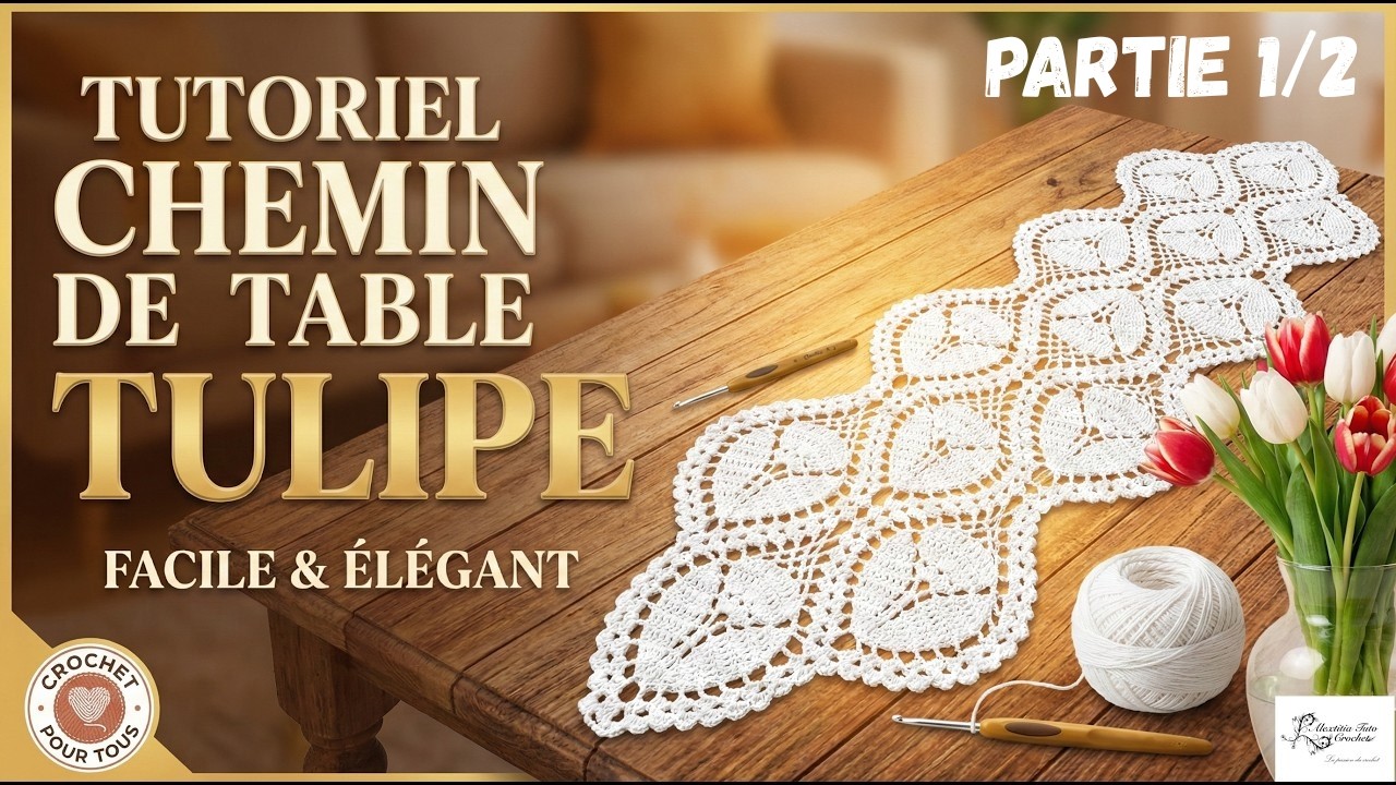 Tuto chemin de table Tulipe au crochet 1/2