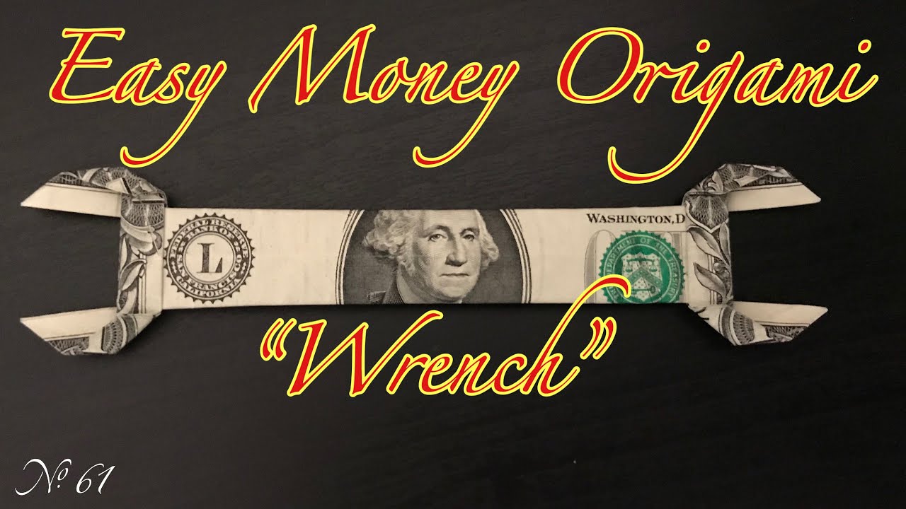 $1 Money Origami スパナ レンチ “Wrench” US dollar bill origami, Gift idea / お札で折り紙