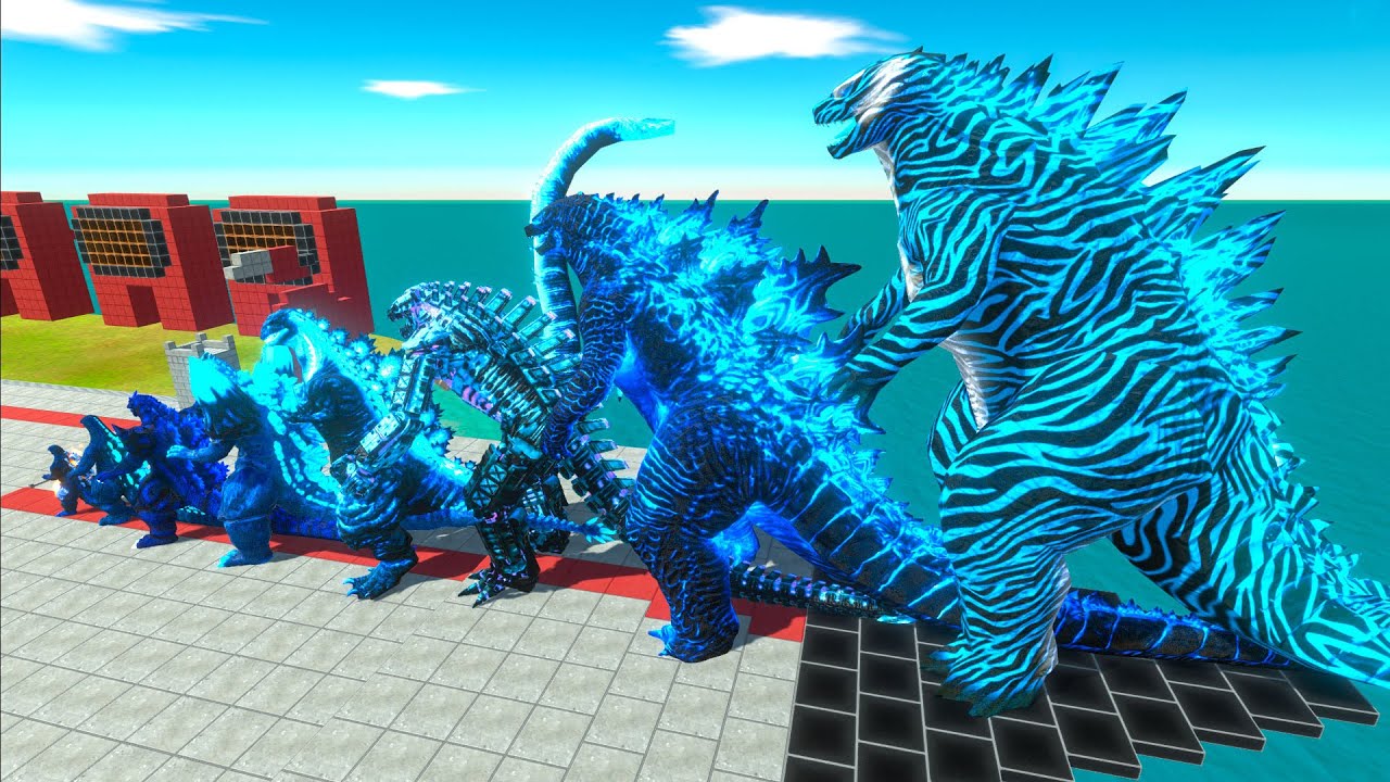 EVOLUTION of BLUE TIGER GODZILLA 2014 Size Comparison VS Team TITANUS RED + FIRE KONG TITAN GODZILLA
