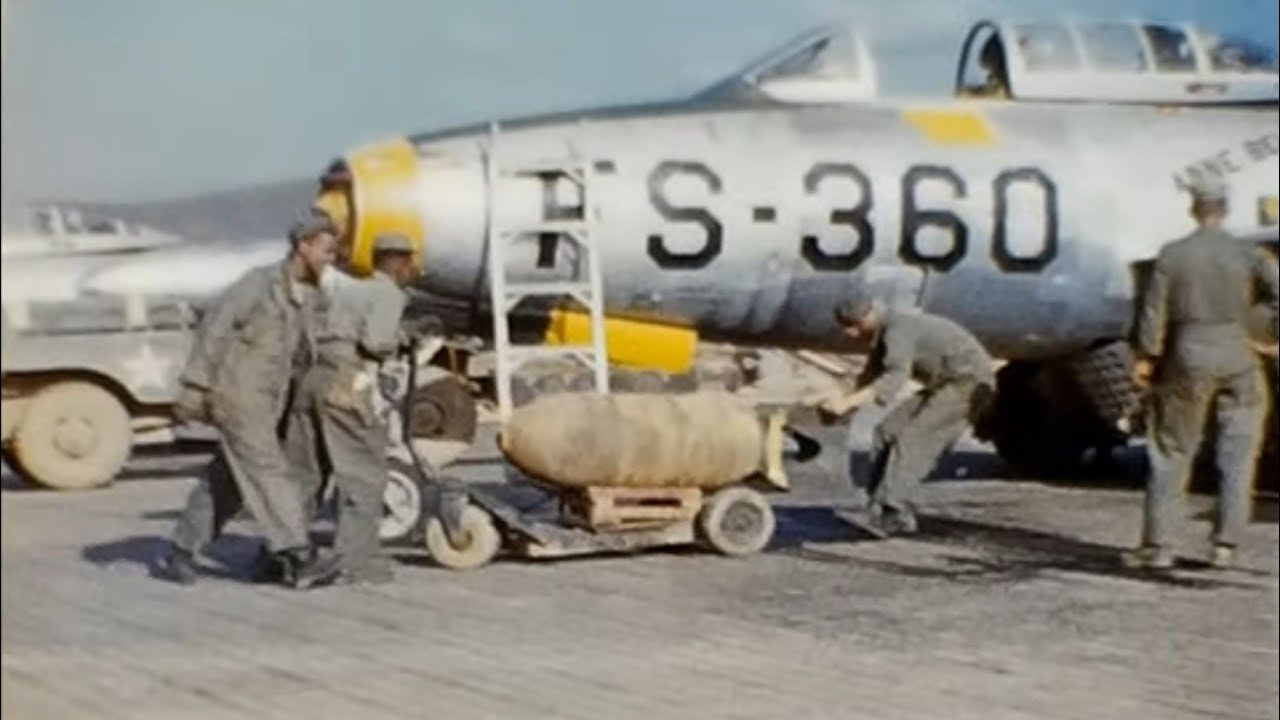 Korean War 49th Fighter Bomber Group Taegu K2 Air Base 1952 Bomb & Machine Gun Load F-84 Thunderjet