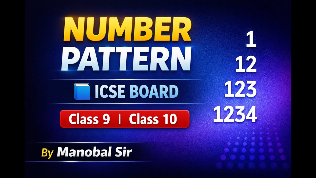 Number Pattern | ICSE Board | Class 9 & Class 10 | Java Pattern Questions